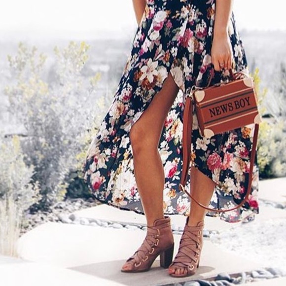 The Loop Mauve Lace Up Peep Toe Block Heel Bootie - Picture 6 of 7